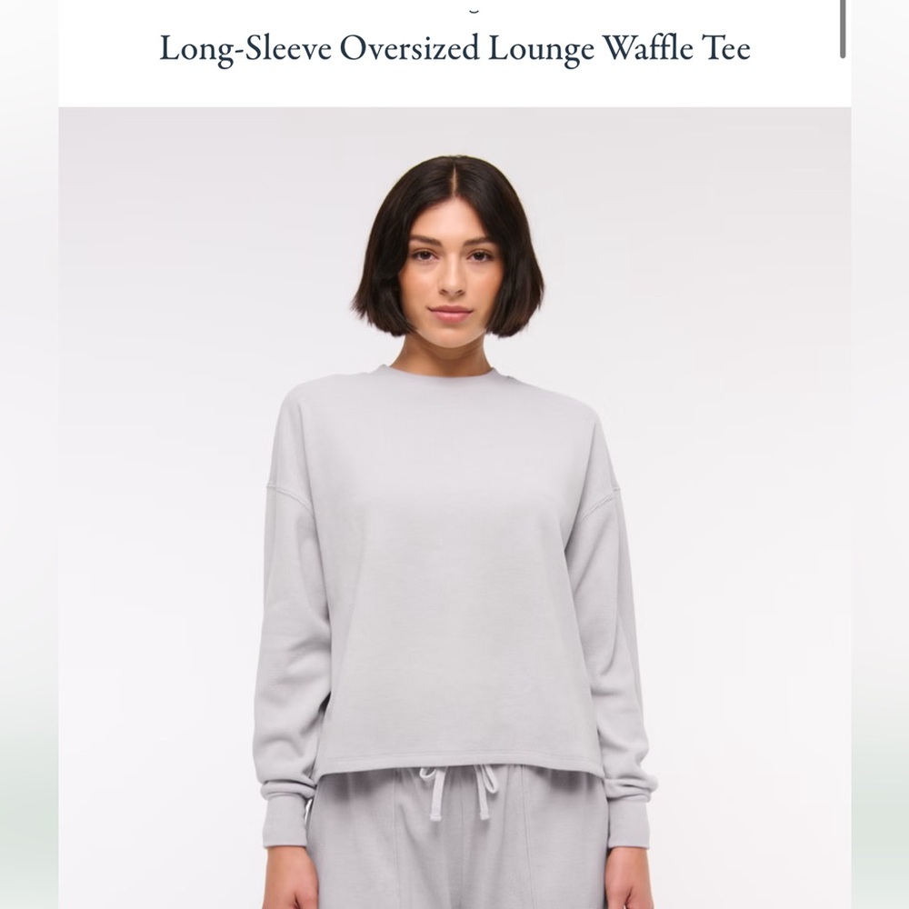 Abercrombie Soft A&F Collection Gray Long-Sleeve Oversized Lounge Waffle Tee S/M